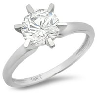 CT sjajan okrugli rez prozirni simulirani dijamant 18k bijeli zlatni solitaire prsten sz 10.5