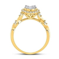 10k žuto zlato okruglo Diamond Cluster Halo Ring CTTW