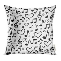 Glazba muzičkih nota srce crno bijeli jastučni jastučnica