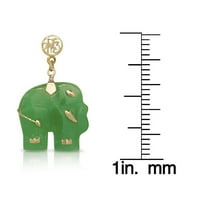 JewelryWeb Solid 14K zlatni isklesan zeleni obojen Jade slon Drop Danger Minđuše Nakit Pokloni za žene