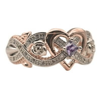 Heiheiup New Rose Princess Diamond Ring Ring Bože, zlatna dva tona cirkon prijedloga prstena za prsten