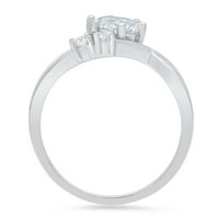 0. CT sjajan okrugli rez Clear Simulirani dijamant 18k bijelo zlato Trokratni prsten SZ 5.5