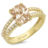 3.96ct jastuk rezan šampanjac simulirani dijamant 14k žuti zlatni godišnjički zaručnički prsten veličine