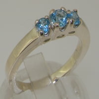 Britanci izrađeni sterling srebrni prirodni plavi Topaz Womens Izjava prstena - Opcije veličine - veličina