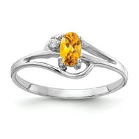 14k bijelo zlato 5x ovalni citrinski aa pravi dijamantni prsten
