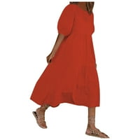 Cuekondy haljine za žene casual solid color o-vrat duha kratkih rukava plus veličina ljetna haljina