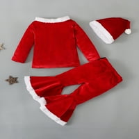 Eyicmarn Baby Boys Djevojke Božićna odjeća Outfits Velvet dugih rukava Oplata + Santa Long Hlače + šešir