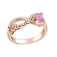 Majčin dan nakit okruglog shpe simulirani turmalinski mama Infinity prsten 14k ruža zlato preko sterlinga