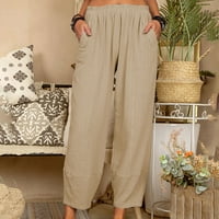 Umitay ženska ljetna casual moda Solid boja elastični struk džep za šivanje pamučne harike hlače