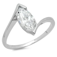 CT sjajan markizni rez simulirani dijamant 14k bijeli zlatni solitaire prsten sz 4,25