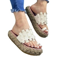 Ženska modna ljetna platforma tkana flop flop biserna plaža cipele sandale sandale žene veličine zlata