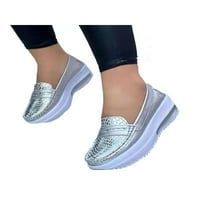 Welliumy Womens Casual Cipes klinovni natični natični klizanje na šetnji patike za cipele Radni platforme