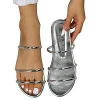 Dame Fashion Ljeto Slab kaiš sa punim bojama Kombinacija Jednostavne ravne papuče Sandale za žene Mačke