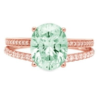 3.28ct ovalni rez zeleni simulirani dijamant 18K 18K ružičastog godišnjice ružine za angažovanje prstena
