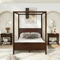 Cuense size krevet sa dva noćna ormarića, drveni kaputinski krevet platforma krevet na ploči s uzglavljenim