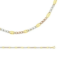 Čvrsta 14K žuta bijela ruža zlatna ogrlica FIGARO lančani vez za vezu Dijamantna rezana