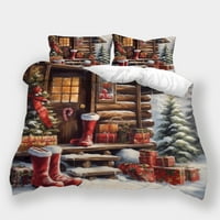 3D pokrov za pokrov za krevet crveni božićni pokloni crtani kućni kućni kućni stabli Decor Duvet Cover