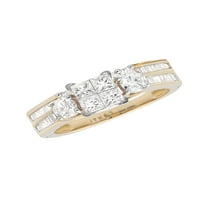 Dame Yellow Gold Nevidljivi okrugli baguette-CUT DIAMOND montirani prsten