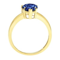 1.5ct kruška rezana plava simulirana tanzanite 18k žuti zlatni godišnjički angažman prsten veličine