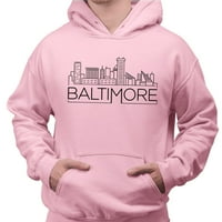 Skyline Baltimore Maryland Hoodie dukserica unise 2x-velika ružičasta