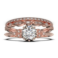 Prekrasno 2. Carat Round Cut Diamond Moissite cvjetni zaručnički prsten, antički vjenčani prsten, dva