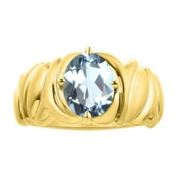 Solitaire Aquamarinski prsten u 14K žutom zlatu - Boja kamena pinceta