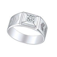 Bijeli prirodni dijamantni muški godišnjica vjenčani prsten za vjenčanje 14K čvrsto bijelo zlato Veličina-13
