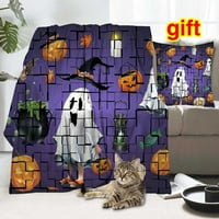 Halloween Dekorativni pokrivač sa jastukom, duhova za dekor za spavaonice, 258,59x79 ''