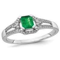 Carat prirodni smaragdni prsten u 14k bijelo zlato s dijamantima karat