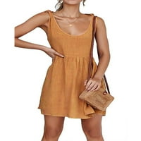Pfysire Womens Plain A-line haljina bez rukava Summer Beach Sandress narandžasta XL