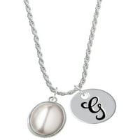 Delight nakit silvertone mali sivi imitacija bisernog silvertona početni disk - G - ogrlica od šarma,