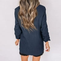 Blazers za ženske poslovne casual jakne odijelo od ovratnika Cardigan kaput tamno plavi xl
