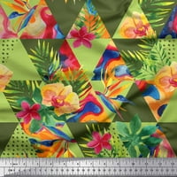 Provjera tkanine Soimoi Poliester Crepe, lišće i tropsko cvijeće tiskano zanata od dvorišta široko