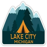 Jezero City Michigan Suuvenir Frižider Magnet Kamp TENT dizajn