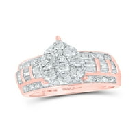 Diamond Queen 10kt Rose Gold okrugla Diamond Teardrop svadbeni zaručni prsten za vjenčanje CTTW