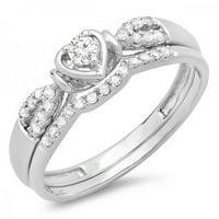 Dazzlingock Collection 0. Carat 10k okrugli dijamantni bridalni modernog prstena za uključivanje srca