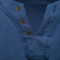 Velike visoke majice za muškarce Muške modne casual pune boje pamuk V izrez džepni gumb Kratki rukav