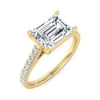 Moana - Moissite East West Emerald Cut Lab Diamond Angažman prsten sa bočnim spomenicima