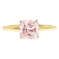 2.5ct Asscher rez ružičasti simulirani dijamant 14k žuto zlato graviranje izjava godišnjica Angažovanje