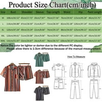 Advoicd Men Top Hotsas Set Striped Graphic Print Rever Majica kratkih rukava TOP i obrezirani kaput