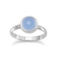 Drage zvijezde Sterling Silver Dame Facted Chalcedon Rince