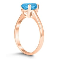 Ženski ovalni pasijans 8x Blue Topaz prsten u zlatu od 10k ruža