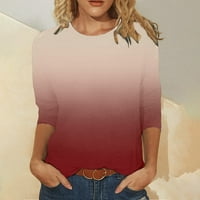 Amidoa Womens T majice Ljetna casual gradijentna rukava Spring košulja labavo Fit Crew vrat modni pulover
