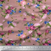 Soimoi Pink Japan Crepe saten tkanina pruga, ciklama i ruža cvjetna dekorska tkanina Široka