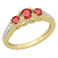 DazzlingRock kolekcija 14k okrugli rez Ruby & White Diamond ženski montirani prsten za kamenu, žuti