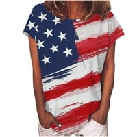Jsaierl Danske majice za žene Patriotska američka zastava tiskane majice Ljetna tunika Crew Crt Majice