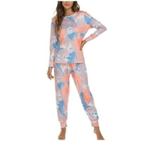 Funicet Tie Dye Pijamas Set Womens Loungewear Sleepwear PJS setovi narandžasti S