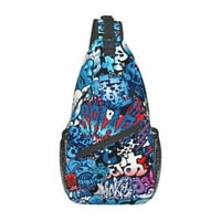 Tinejdžerski stil Wall Street Graffiti Backpack košnice za rezanje prsa Crossbody Rame Torba za planinarenje