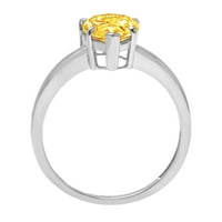 1. CT sjajan kruški rez prirodni citrinski 14k bijeli zlatni pasijans prsten sz 7.75