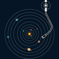 Melodična univerzum mornarica plava grafička dukserica za vrat - Dizajn od strane ljudi XL